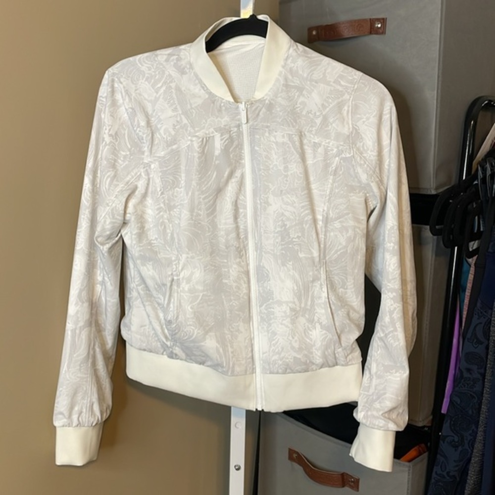 Lululemon Bomb Around Full Zip Jacket Reversible Sz 4 Eternal Wave White Cream
